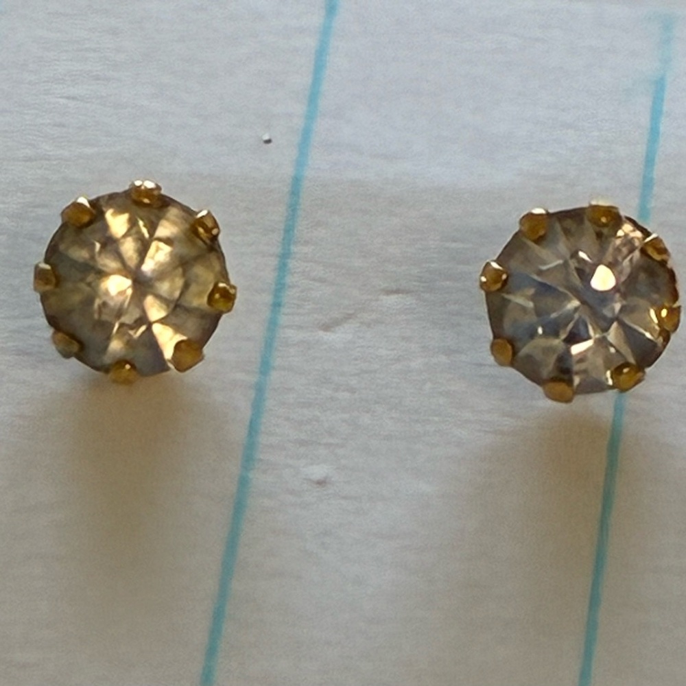Diamond Faux Vintage Clear Crystal Stud Earrings